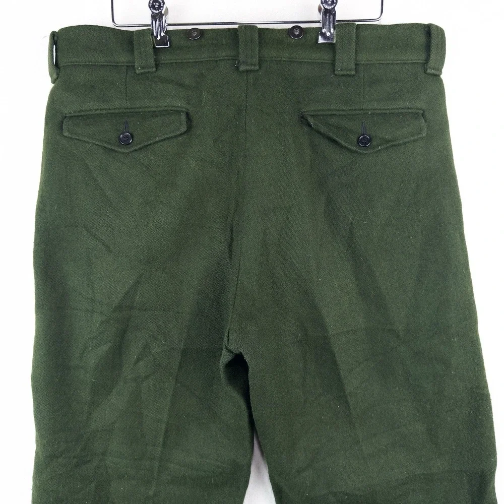 70's Vtg Woolrich Hunting Malone Pants 34x26 Wool Forest Green High Rise 12